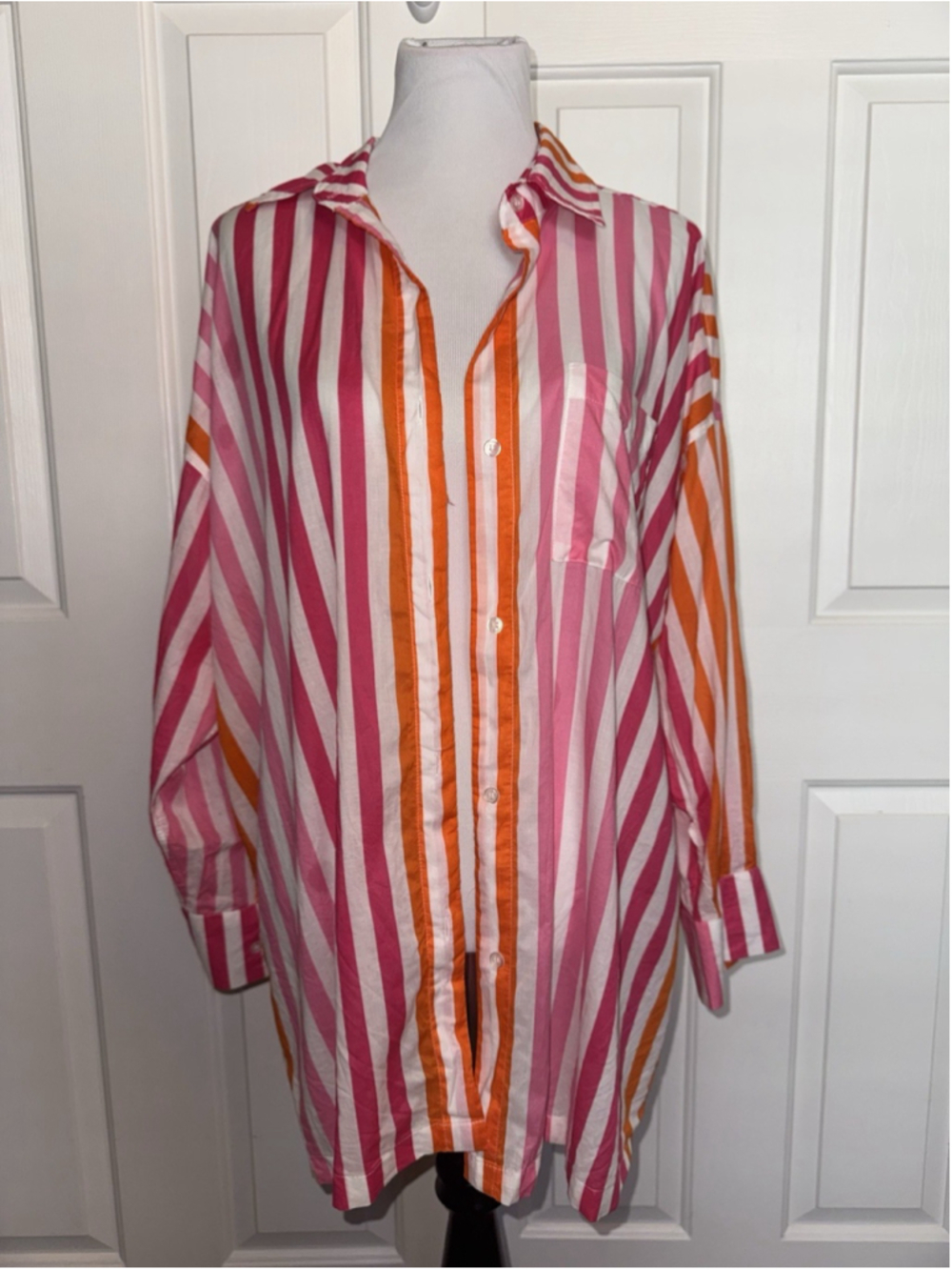 Beach Riot Alexa Top Sunset Stripe Cover Up Pink Orange Coastal Resort M/L
